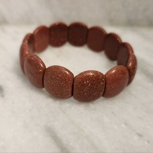 Shimmering Brown Sunstone Stretcy Bracelet, Sparkling Sandstone, New
